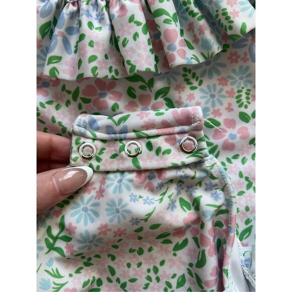 Cecil and Lou Floral Smocked Lycra Rashguard Swimsuit - Picture 4 of 4